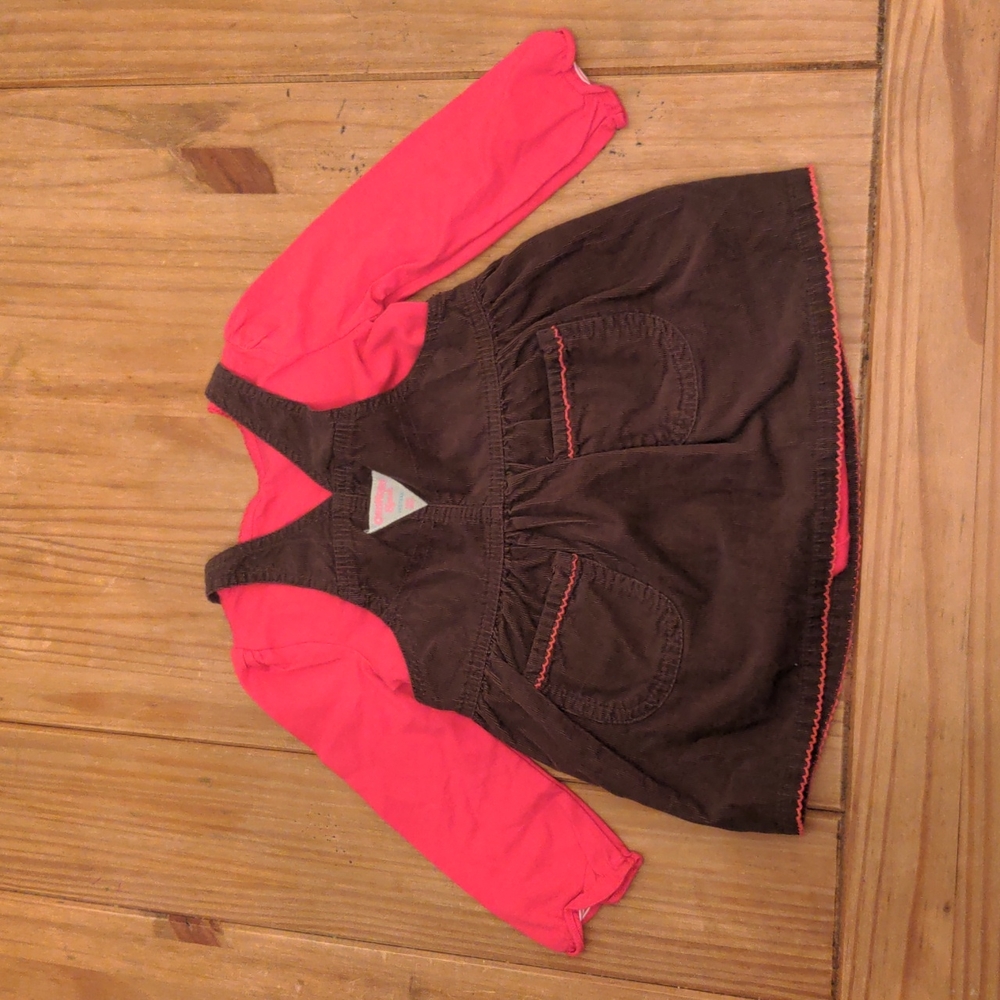 Oshkosh B'gosh Girls Brown and Hot Pink Jumper/ Bodysuit Combo, 24 Months